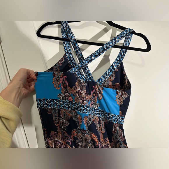 I.N.C. International Concepts Blue / multicolor handkerchief dress - Size SP - Picture 10 of 13